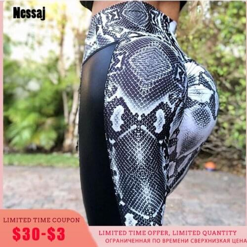 Nessaj 3D Animal Snake Print Leggins Women High Waist Push Up Leggings Sexy Fitness Skinny Workout Pants Fashion Rave Clothing