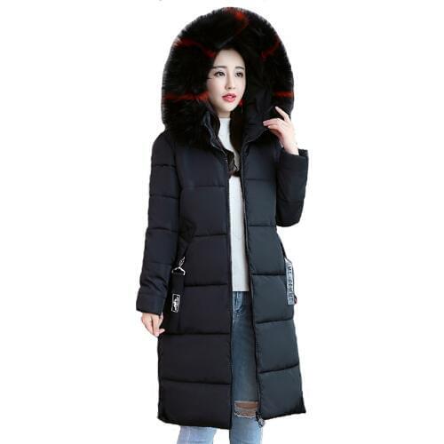 Plus size M-6XL Winter parkas women Cotton-padded jacket Large fur collar Hooded tops Thicken warm female Super large size coats