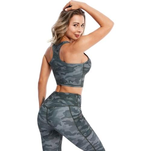 Womens Adjustable Seamless Stretchy Yoga Workout Running Fitness Sports Bras Lady Training Exercise Athletic Camouflage Print