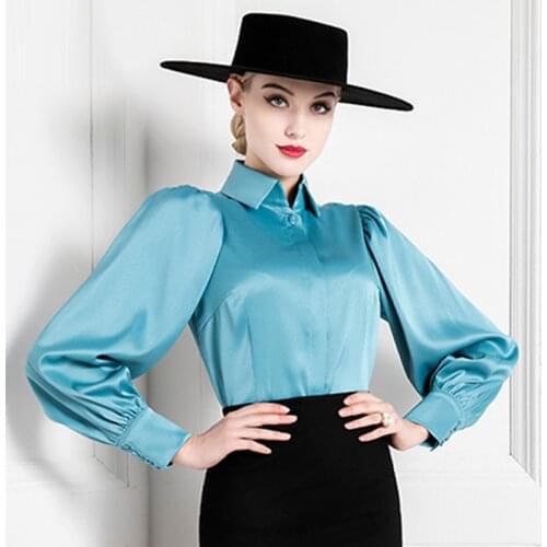High End Celebrity Temperament Lantern Sleeve Top Retro Fashion Hepburn Style Female Executive Professional Shirt Ol