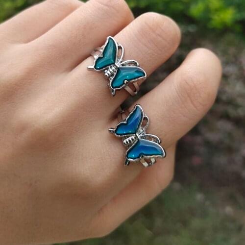Vintage Mood Rings For Women Temperature Change Color Adjustable Ring Birthday Gift for Lover Kids Holiday Party Jewelry Gifts