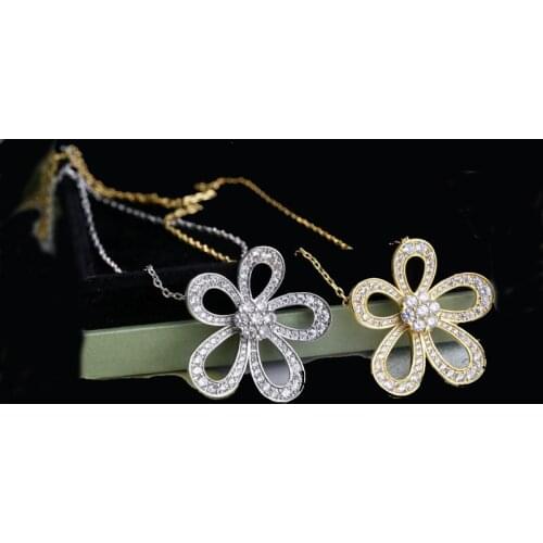 Temperament Inlaid Full Rhinestone CZ Butterfly Necklace