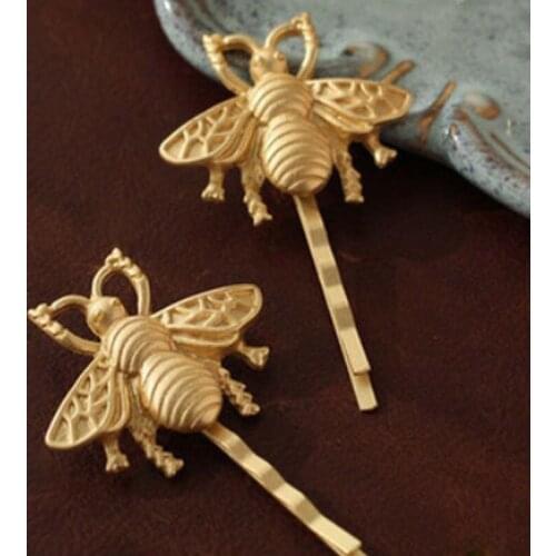 1 Pc Hot Fashion Women Girls Gold Tone Bee Hairpin Side Clip Hair Clip Hairpin