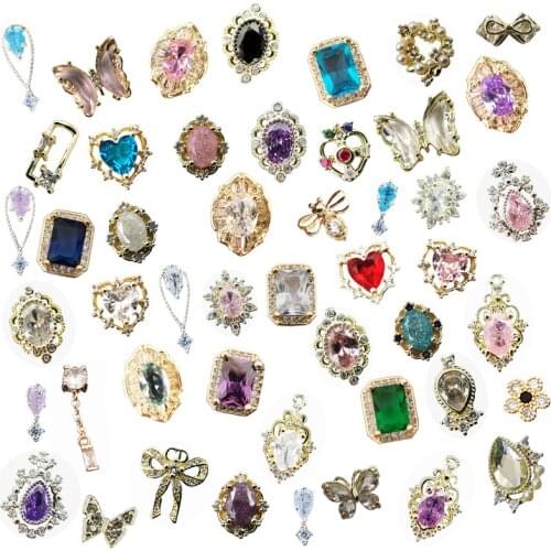 10pcs/pack Korea Nail Art Accessories Alloy luxury Zircon Nail Parts Glitter Rhinestone Charm Jewelry Nail Tips Deco Supplies