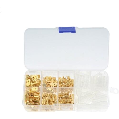 180PCS/box Gold Insulated Wire Connector Electrical Wire Crimp Terminals 2.8 4.8 6.3mm Spade Connectors Assortment Kit