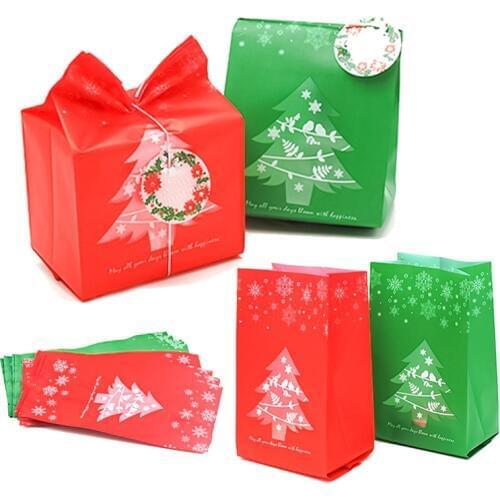 20Pcs Christmas Gift Bags Candy Bag Christmas Decoration Plastic Treat Bags Cookies Packaging Bags for Xmas 2022 Navidad noel