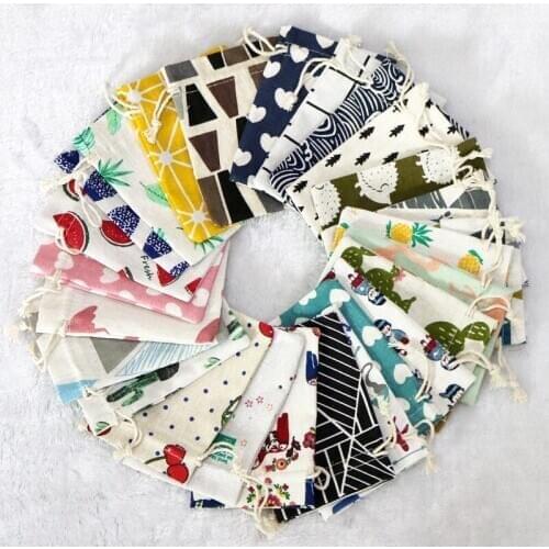 3pcs/lot Random Mixed Cotton Bags 19x24cm Big Size Mobile Power Eyeglass Box Makeup Tools Display Packing Drawstrings Pouches