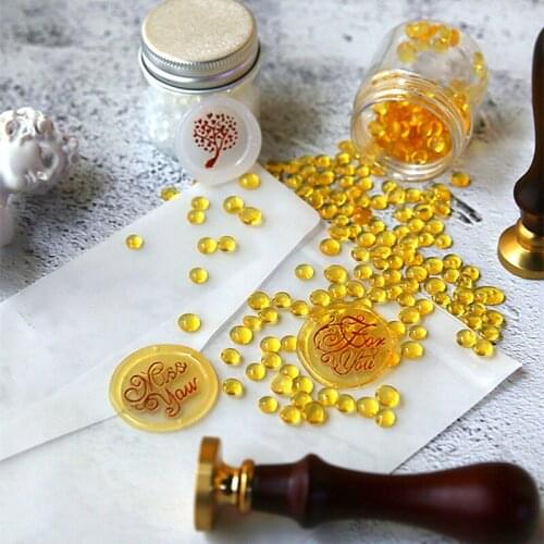 50g Rubber Particles Transparent Fire Paint Wax Particles Amber Golden Seal Wax Seal DIY Self-Made Envelope Sealing Sticke