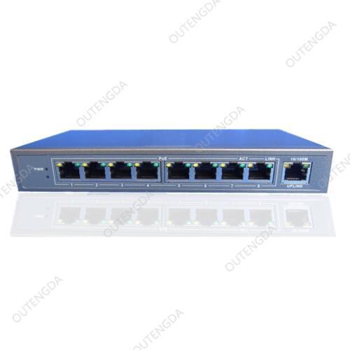 8 port POE switch 24V with 1 uplink port, mini network hub ethernet switch for ip camera