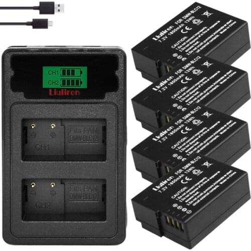 Bateria DMW-BLC12 BLC12E BLC12PP DMW BLC12 Batteries + Dual Charger for Panasonic Lumix FZ1000,FZ200,FZ300,G5,G6,G7,GH2,DMC-GX8