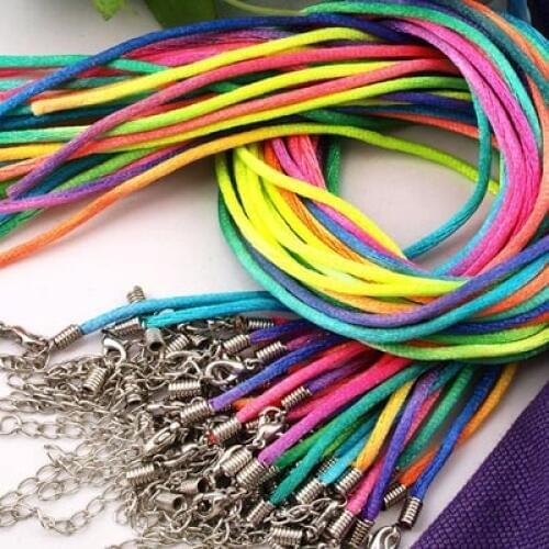 De Bijoux Wholesale Jewelry DIY 2mm 50Pcs Multicolor Color Satin Necklace Cords,Necklace Cord & Satin Cord Rainbow Cord