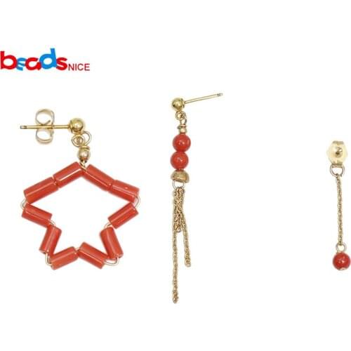 Beadsnice Red Coral Stud Earring Gold Filled Stud Earring Fashion Jewelry 39746