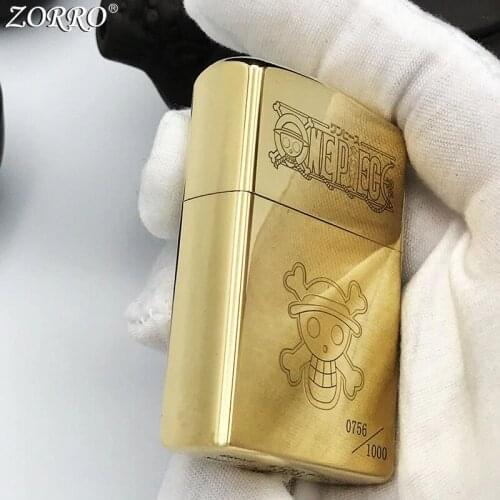 Zorro Gasoline Lighter Pure Copper Brass Kerosene Lighter Fine Carving Cartoon Pattern Collection Metal Craft Men Gift