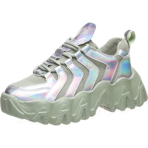 Free Shipping 2020 New Summer Mesh Shoes Women Laser Platform Sneakers Ladies Luxury Chunky Sneakers Casual Sport Shoes