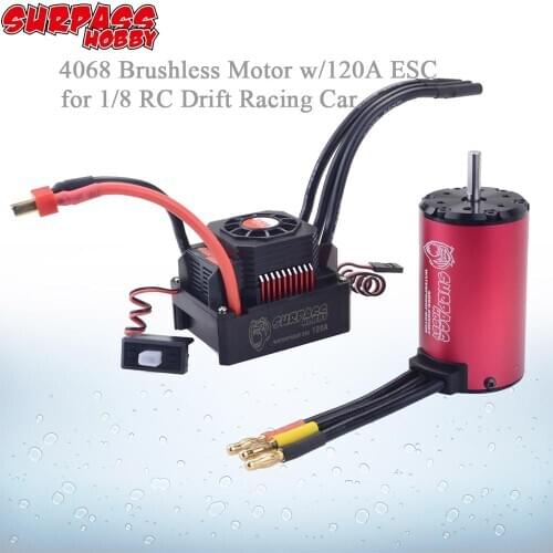 SURPASSHOBBY 4068 1900KV 2050KV 2650KV Brushless Motor w/ 120A ESC for 1/8 RC Drift Racing Off-road Car Truck