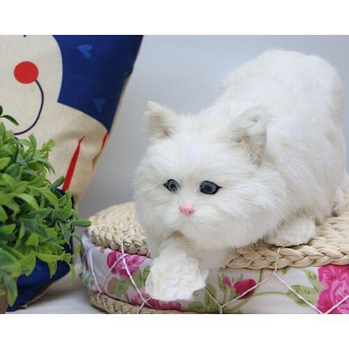 Big simulation Mousetrap cat toy polyethylene&furs white cat model gift about 41x13x14cm 2911