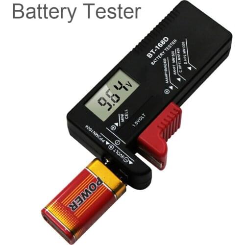 BT-168 Universal Button Multiple Size Battery Tester for AA AAA C D 9V 1.5V LCD Display Digital Battery Tester Volt Checker
