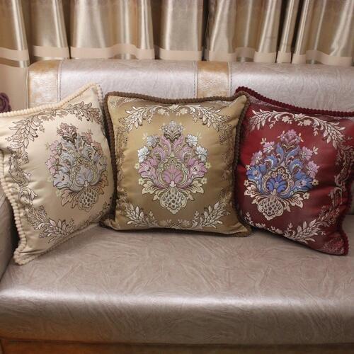 CURCYA Decorative Pillow Cushion Covers 45x45cm Vintage Sofa European Royal Floral Jacquard Pillowcase Luxury New House Gift