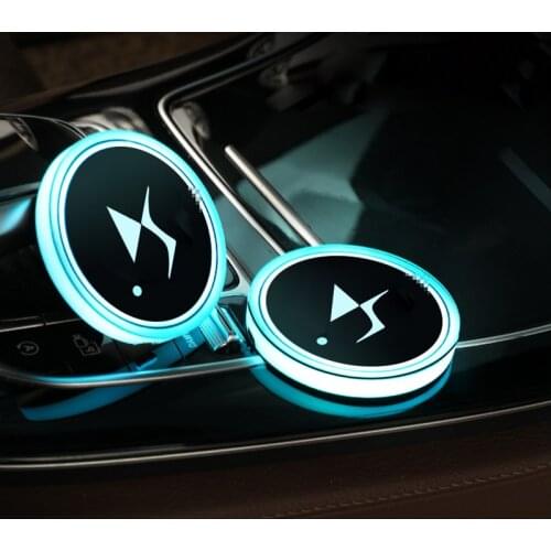 For DS SPIRIT DS3 DS4 DS4S DS5 DS6 DS7 DS9 WILD RUBIS Accessory 2pcs Led Car Logo Cup Lights Luminous Coaster Drinks Holders