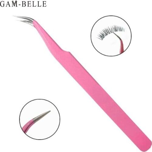 GAM-BELLE Professional Nail Art Tweezers Rhinestone Picking Tool Stainless Steel Tweezers Beauty Eyelashes Tweezer Manicure Tool