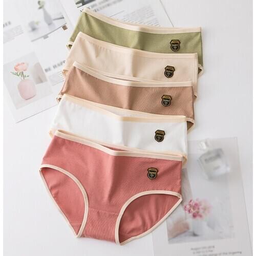 Women Cotton Panties Seamless Comfort Briefs Underwear Girls Sweet Design Lingerie Mid-Waist Underpants XL