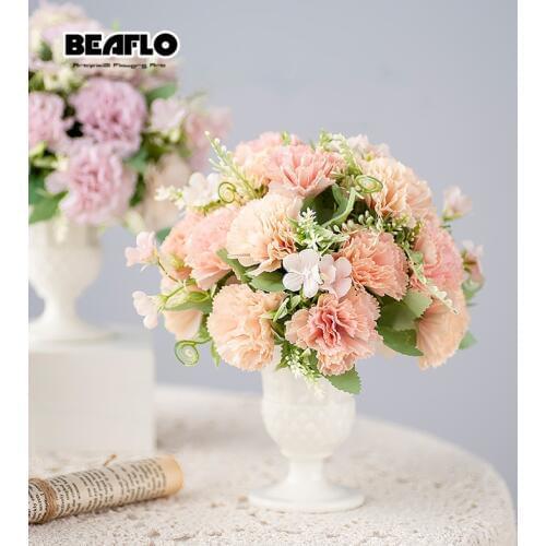 7Heads Artificial Silk Flowers Carnation Flower Bouquet Flower Decoration Wedding Home Decor Fake Flowers For Mothers Day