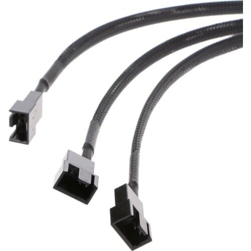 4-Pin Molex Male To 3x 3-Pin/4-Pin PWM Male Sleeved Fan Extension Adapter Cable
