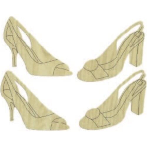 KD174 Heels Women Shoes 4lü Set Wooden Package Ornament, Hobby Wood Ornament