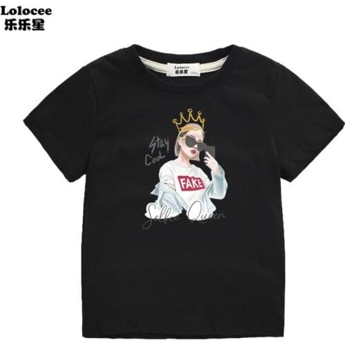 Little queen letter print t shirt for girls kawaii kids clothes graphic tshirts girls 3-14 years summer tops t-shirt