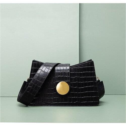 OUSSON New Design Small Square Leather Underarm Bag Exquisite Female Retro Crocodile Pattern Underarm Bag