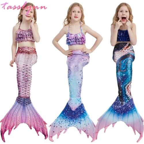 Cute Pink Girls Swimmable Mermaid Tail Princess Dress Kids Holiday Mermaid Cosplay Costume Birthday Mermaid Swimsuit