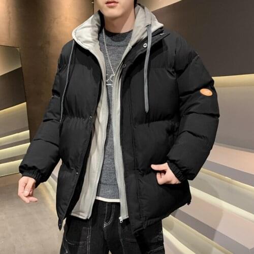 Mens Casual Jacket Winter Outdoor Hooded Thick Cotton Jacket Mens Short Parka Coat Couple Warm Cotton Jacket Ropa De Algodón