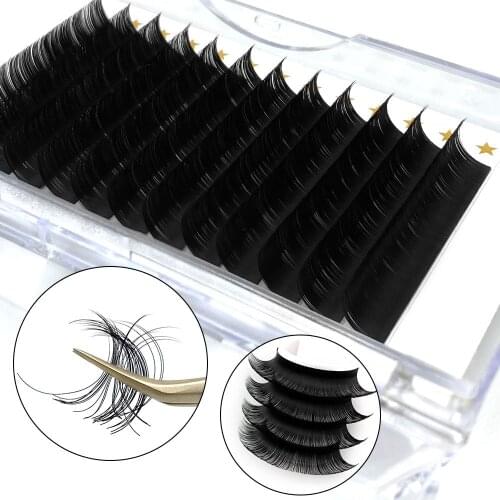 Wholesale 12row individual eyelash extension soft natural 0.03-0.2mm Thickness 8-16mm lashes extension custom Logo