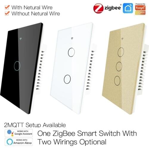US Standard Tuya ZigBee Smart Light Switch With/Without Neutral Wire Two Wiring Methods AC100-240v Work With Alexa Google Home