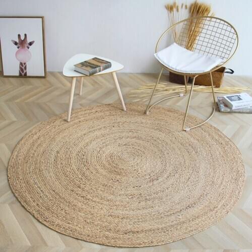 Natural reed handmade cool carpet for summer, decoration reed rug, Japanese style round shaped reed tatami mat