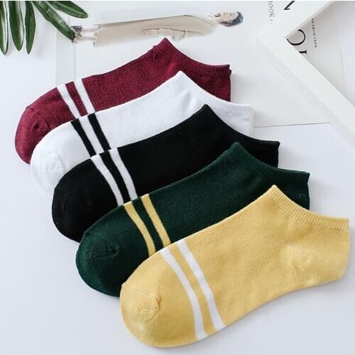 1Pairs Unisex Stripe Comfortable Cotton Sock Slippers Short Ankle Socks Elasticity Socks woman socks женские носки 5 Colors