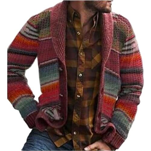 New Korean Version Vintage Oversize Kniting Outerwear Men/Youth Retro Digital Print Single-Breasted Loose Cardigan Sweater S-5XL