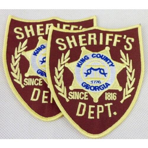 A pair The Walking Dead King County Sheriff Iron Patch Cosplay Costume jacket patch Military Store 5605101