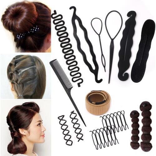 Multic Styles Braiding Women Girls DIY Hair Styling Tools Comb Hair Pin Disk Pull Sponge Braider Hair Band Headwear Headbands