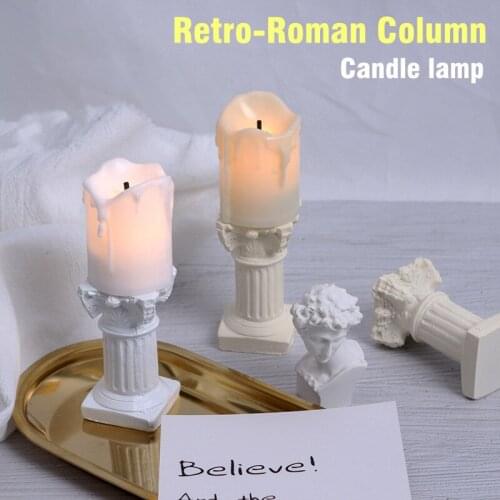 Retro-Roman Column Candle lamp INS Wind Photography Prop Background photo cosmetic decoration, home office desktop Ornaments