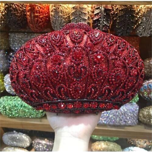 Luxury lantern shape Diamond Gold Evening Clutch Bag Party Purse Pochette mini purse Rhinestone day clutches Evening wallet red