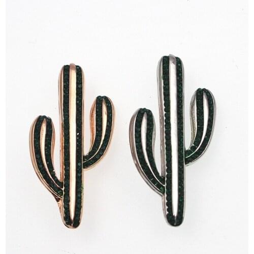 Rhinestone Brooch Funny Pins Cactus Cute Pin Metal Collar Badge Women Dress Shirt Blouse Broche Femme Bijoux Broszka Broszki