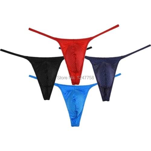 Men Underwear Thong Male Drawnwork String Mens Booty Tangas Stretchy Slim Cut G-string Underwear Thong