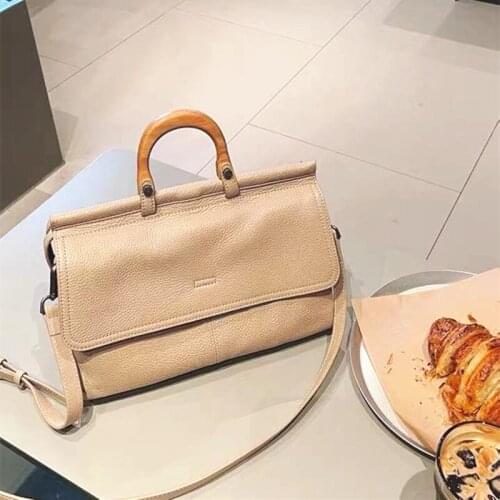 Brand Designer High Quality Genuine Leather Women Tote Bag Women Fashion Casual Large Handbag Luxury Shoulder Bag Apricot Wallet