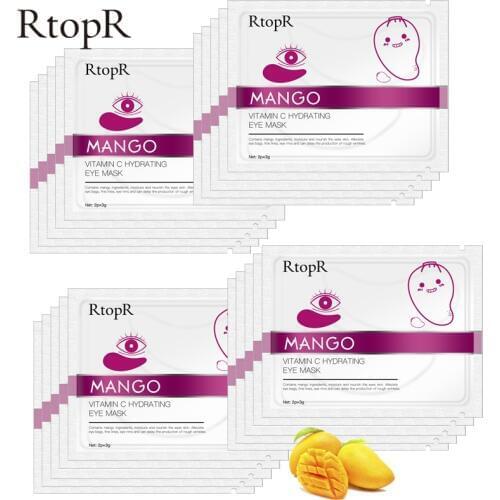 20Packs Mango Vitamin C Hydrating Eye Mask Anti Wrinkle Eye Patches Dark Circles Remover Face Skin Care Sheet Mask