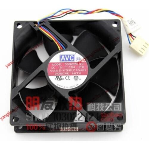 AVC DS08025R12U P197 DC 12V 0.70A 4-wire 80X80X25mm Server Cooling Fan