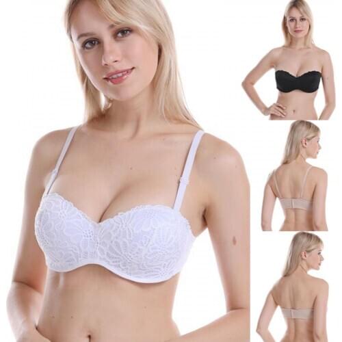 Women Lingerie Half Cup Bra Lace Balconette Padded Brassiere Removable Strap Underwear Women Thin Cup Bra Daily Bra C Cup