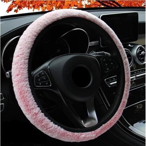 Winter Car Steering Wheel Covers Auto Steering Wheel Short-Wool With No Inner Ring Elastic Wheel Cover Warm Funda Volante 38cm