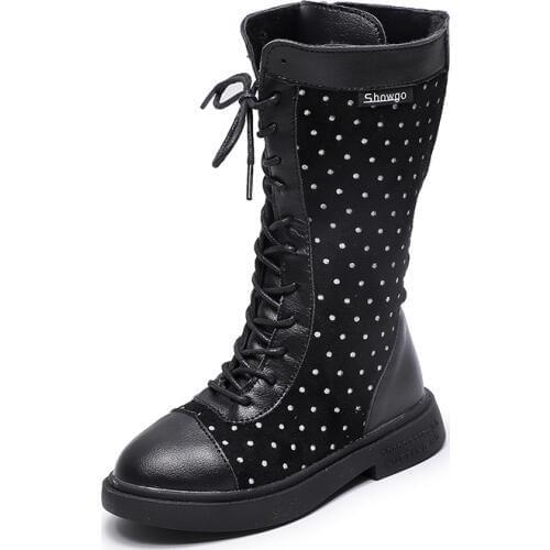 SKOEX Girl Winter Warm Long Boots kids Snow Boot Girl Over The Knee Wave point shoes baby Big Children Plus Velvet Princess Boot