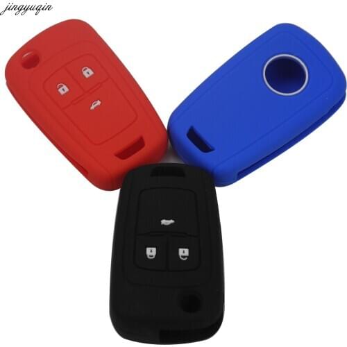 Jingyuqin 10pcs 3 Buttons Silicone Car Key Cover Case for Chevrolet Cruze Buick Opel VAUXHALL Astra Corsa Antara Meriva Insignia